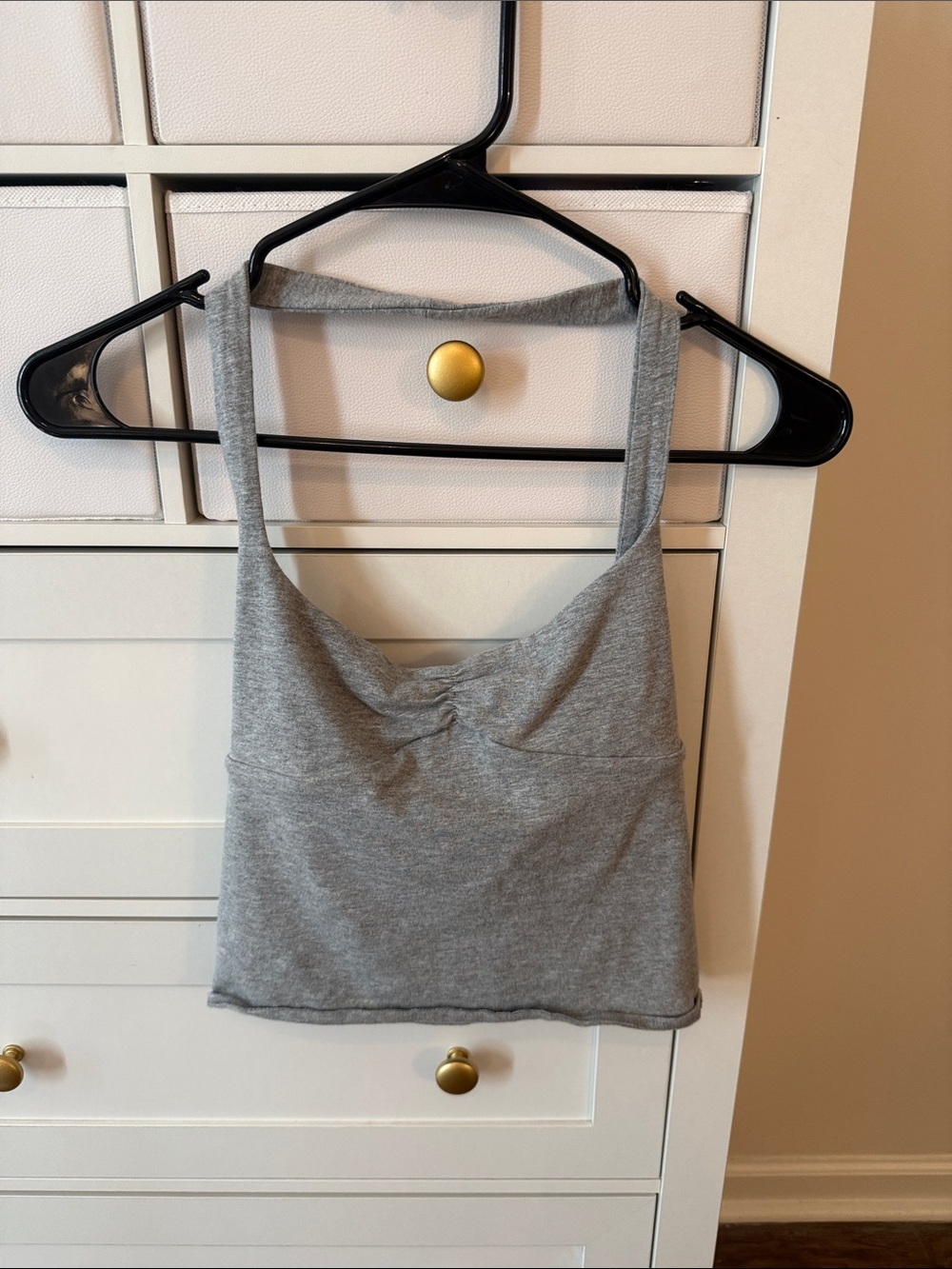 Urban Outfitters Grey Ruched Crop Tank Top